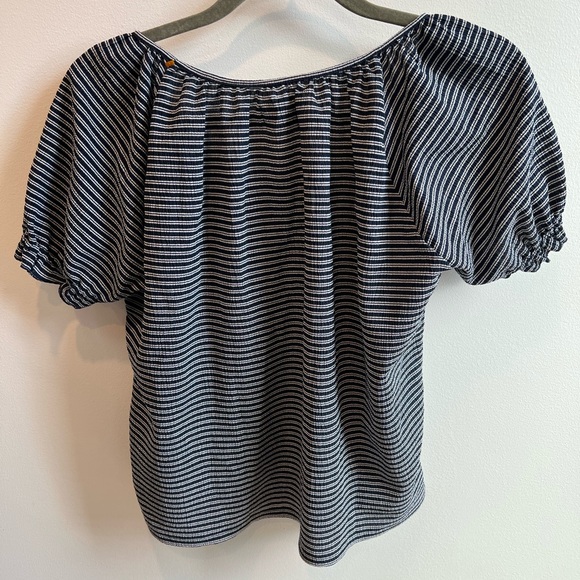 Madewell Texture & Thread Peasant Top Navy Blue Stripe size SMALL - Picture 2 of 6